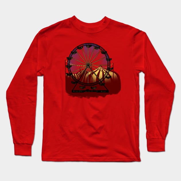 Old Carnival Ferris Wheel Long Sleeve T-Shirt by CatAstropheBoxes